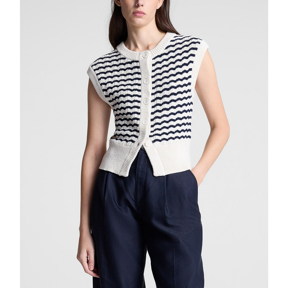 A.L.C. Sweaters - A.L.C. 'Margo' White Striped Knit Top Size M